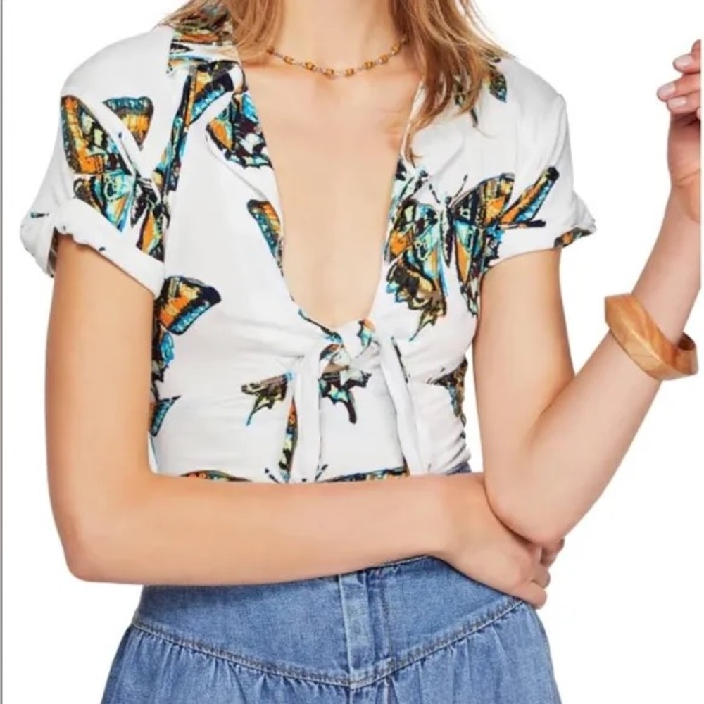 NWT S Free People Ready Set Sail Butterfly Crop Top